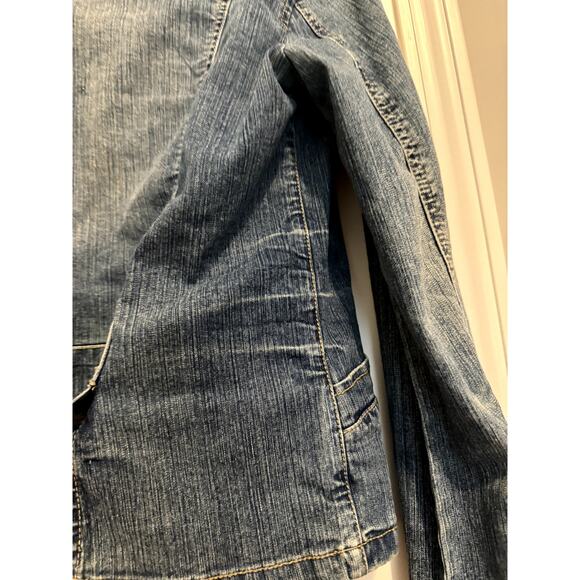 Jean Jacket by Hydraulic Size Large with cute fabric rose / flower Denim - Picture 7 of 11